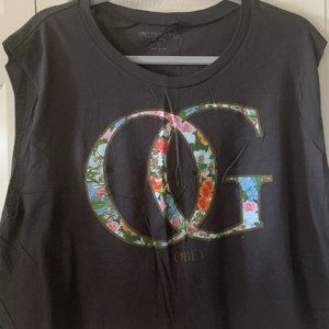 Large Obey Cropped T-Shirt with Floral logo